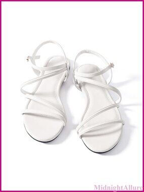 Faux Leather Strappy Flat Sandals Gladiator Ankle Strap Open Toe Comfortable